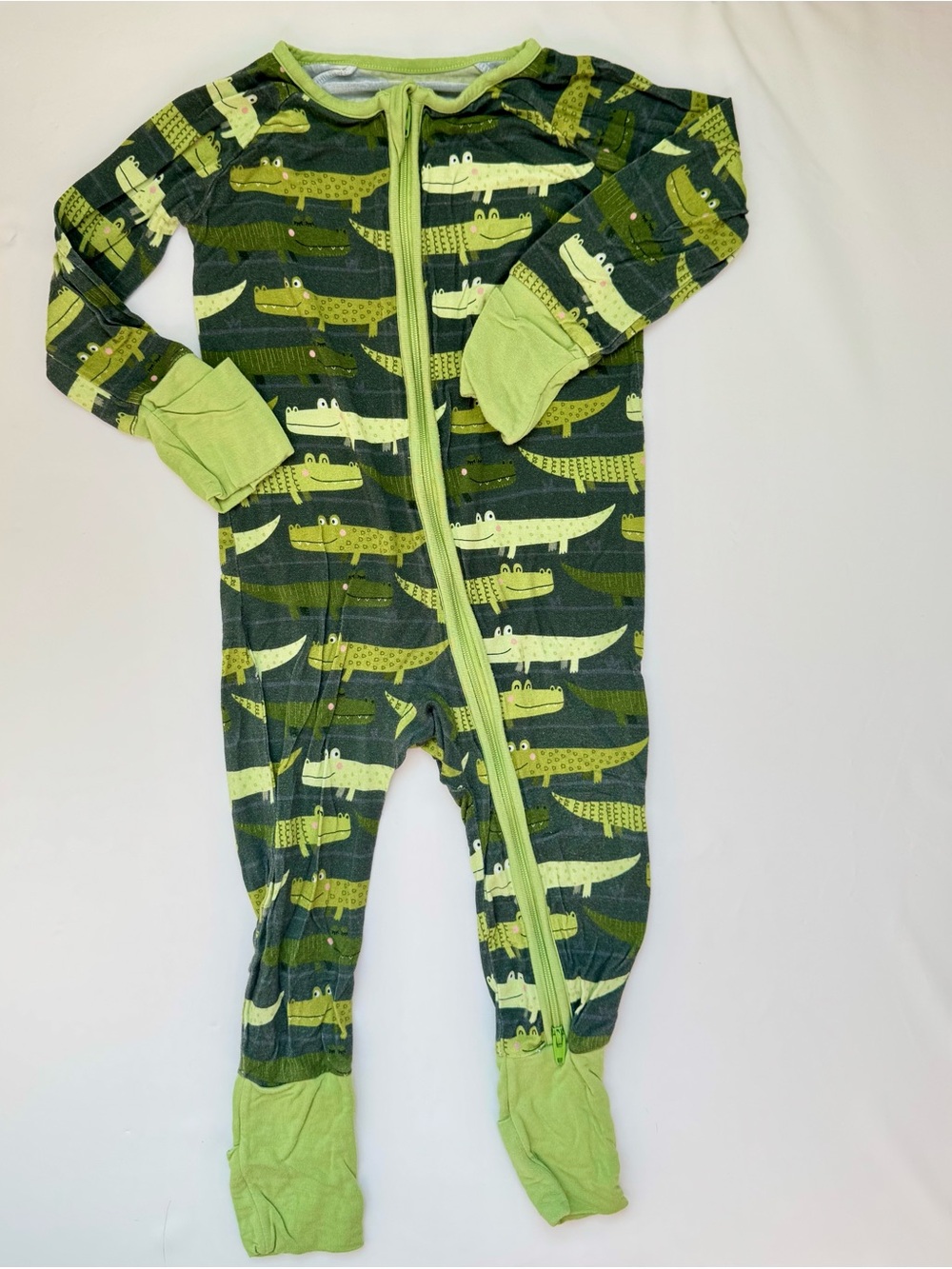 Little Sleepies Green Alligator Print Footie